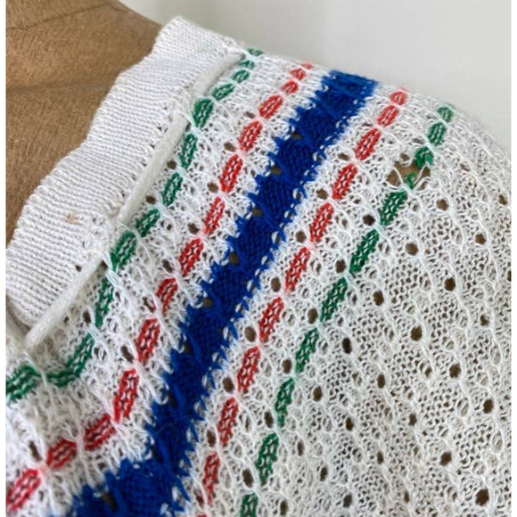 Vintage Crocheted Peasant Blouse Short Sleeve Knit Top - Picture 11 of 11